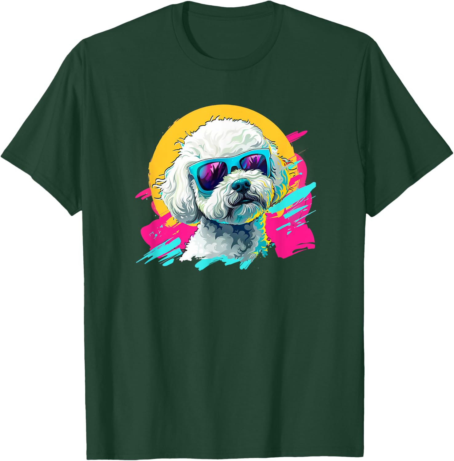 Kids 80s Bright Retro Vintage Bichon Frise Lover T-Shirt - T-Shirt | Forest