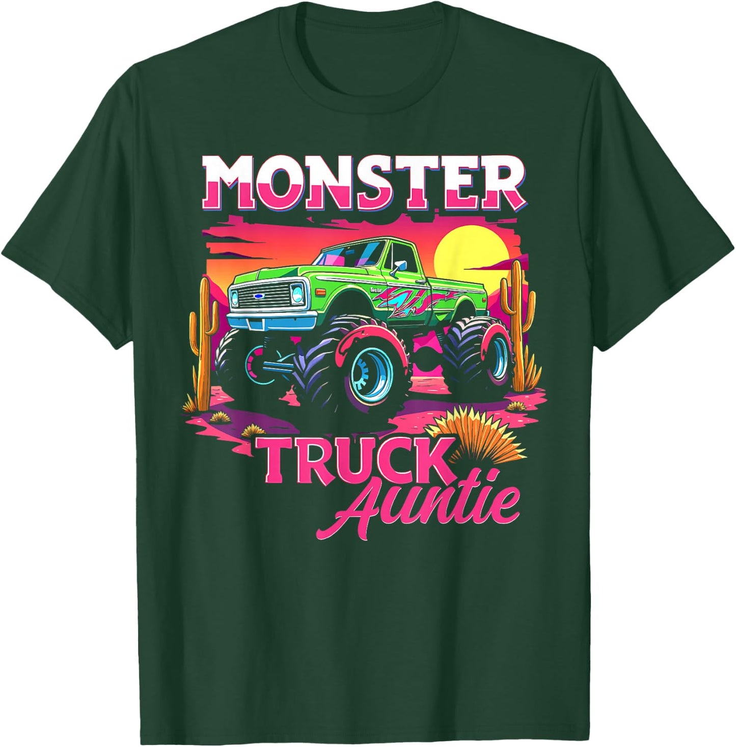 Monster Truck Auntie Matching Family Monster Truck Aunt T-Shirt - T-Shirt | Forest