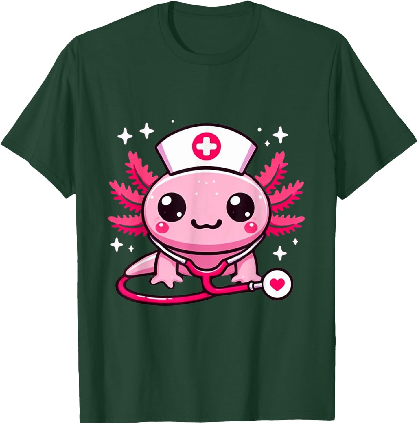 Thanksgiving Scrub Tops Women Axolotls Nurse Holiday Nursing T-Shirt - T-Shirt | Forest