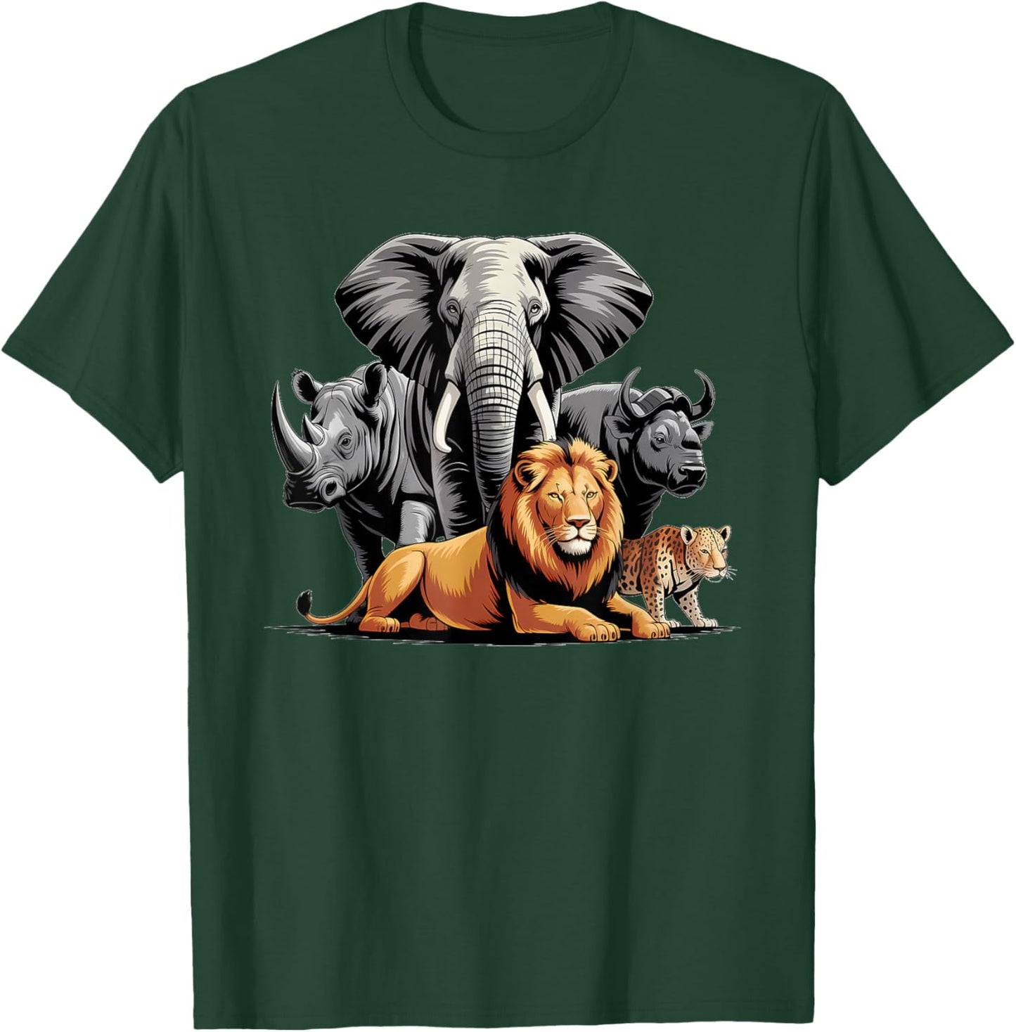 Big 5 Wildlife South Africa Safari T-Shirt - T-Shirt | Forest