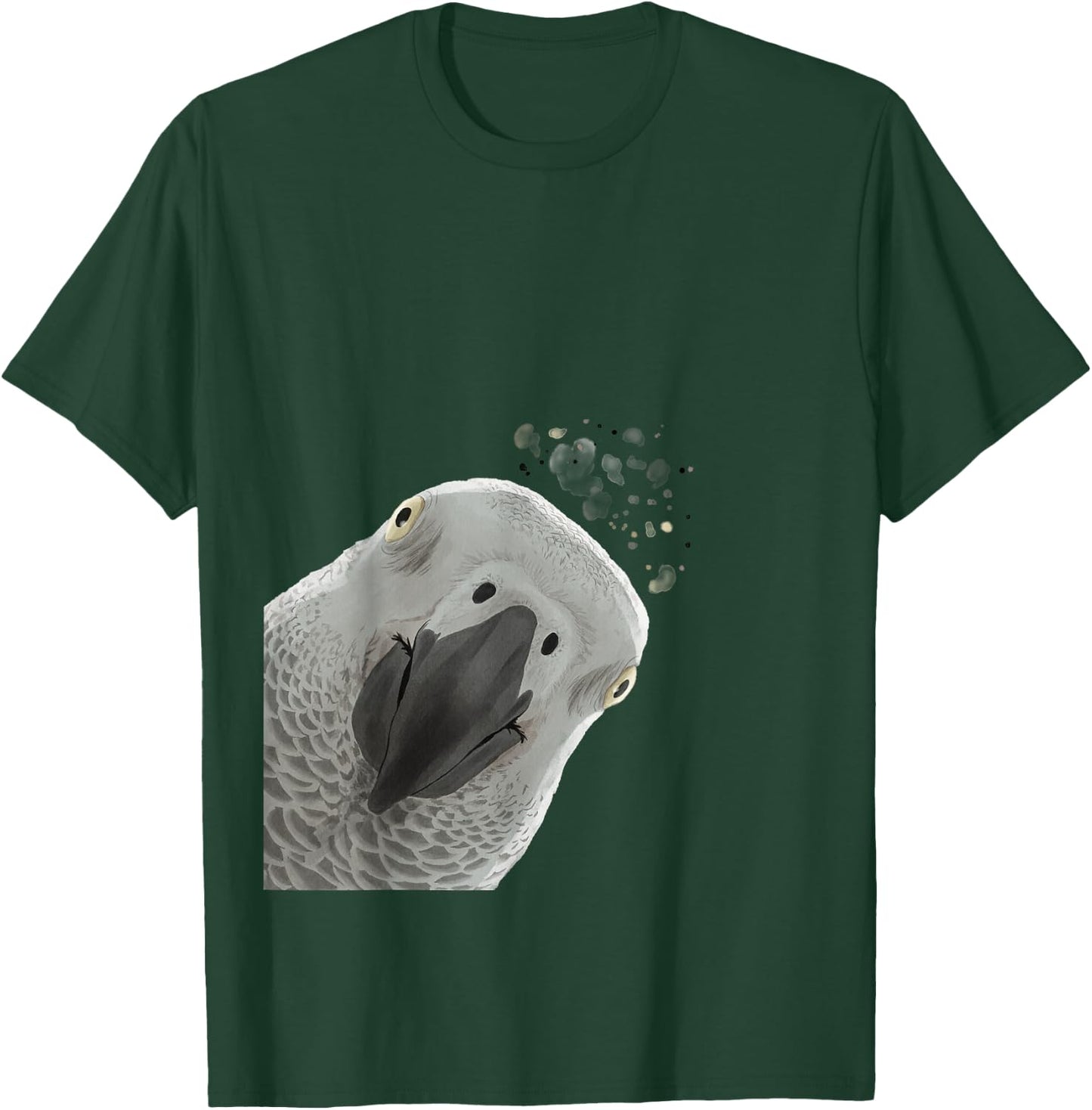 Funny Bird Curious African Gray Parrot T-Shirt - T-Shirt | Forest