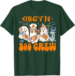 Obgyn Nurse Halloween Anesthetist Boo Crew Squad T-Shirt - T-Shirt | Forest