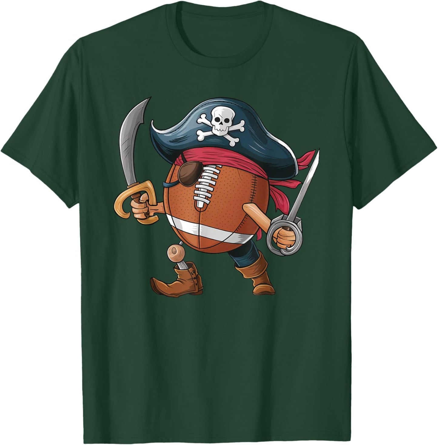 Funny Football Pirate Halloween Kids Football T-Shirt - T-Shirt | Forest