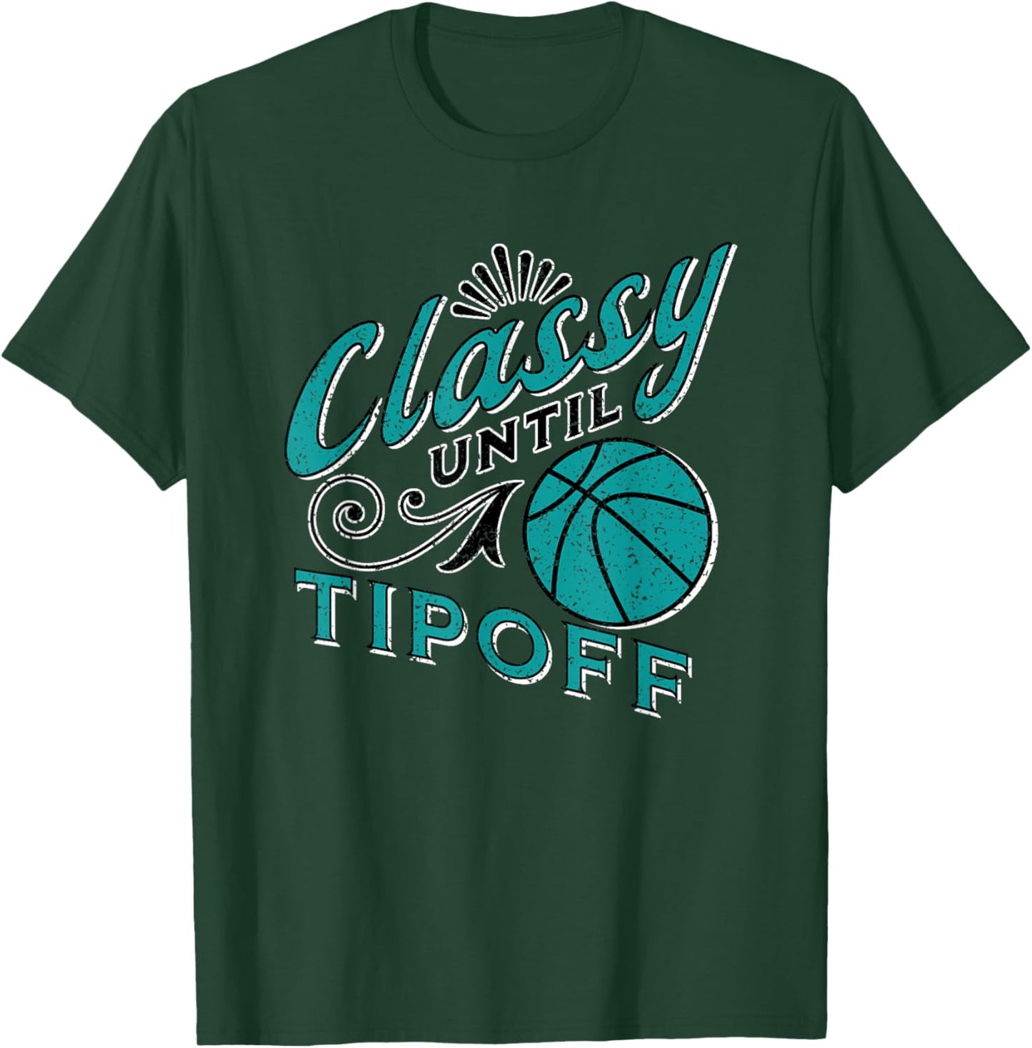 Classy Women Teal Basketball Gift Basketball Mom Text T-Shirt - T-Shirt | Forest