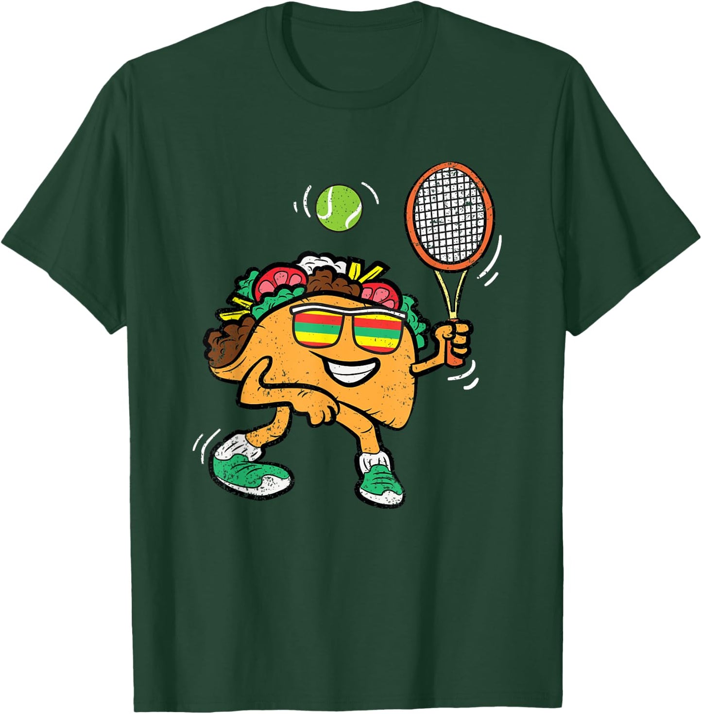 Taco Tennis Player Cinco De Mayo Mexican Bowler Food Fiesta T-Shirt - T-Shirt | Forest