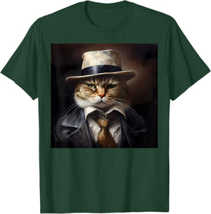 Funny Cat Gangster Mafia Meme for Kitten Parents Adults Kids T-Shirt - T-Shirt | Forest