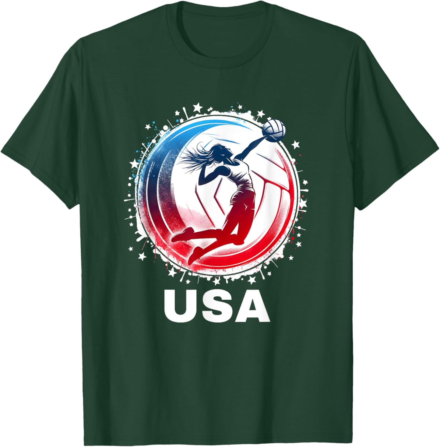 Volleyball USA Team Men Women Kids Volleyball Apparel USA T-Shirt - T-Shirt | Forest