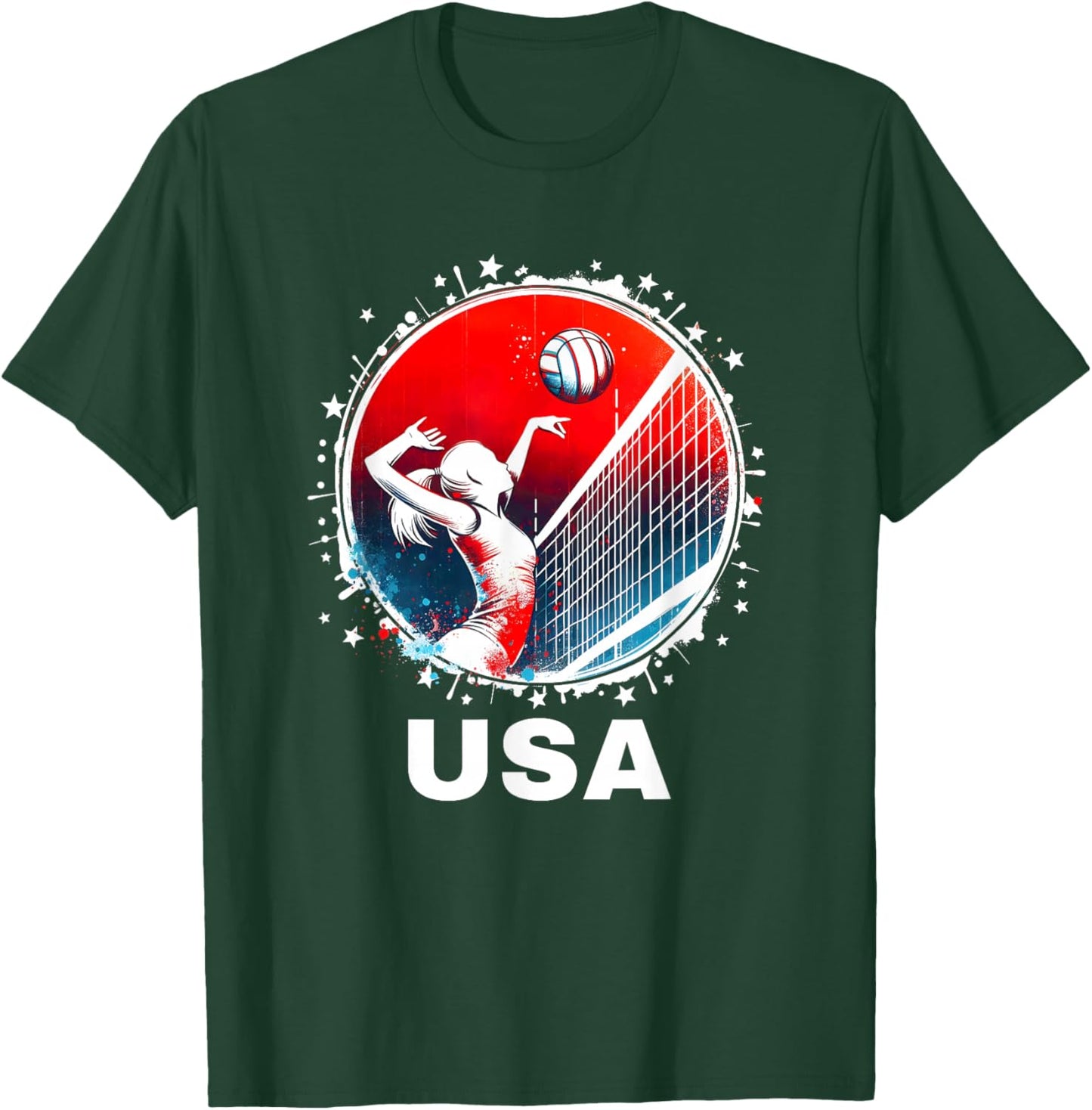 USA Team Volleyball Shirt Volleyball Women Volleyball USA T-Shirt - T-Shirt | Forest