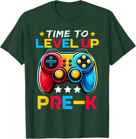 Time To Level Up Pre-K Video Gamer Kids Back To School T-Shirt - T-Shirt | Forest