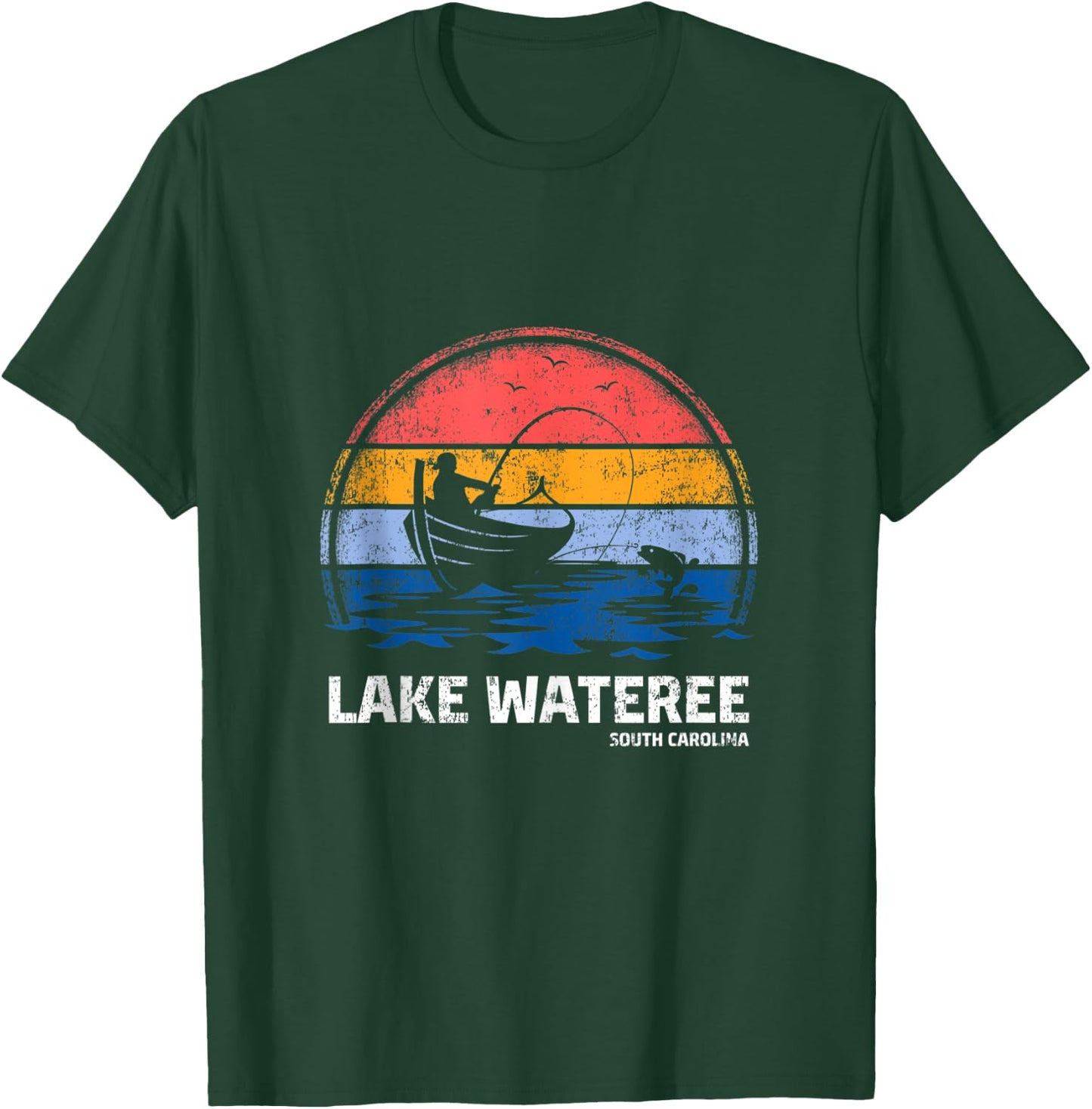 Vintage Retro South Carolina Wateree Lake Summer Fishing T-Shirt - T-Shirt | Forest