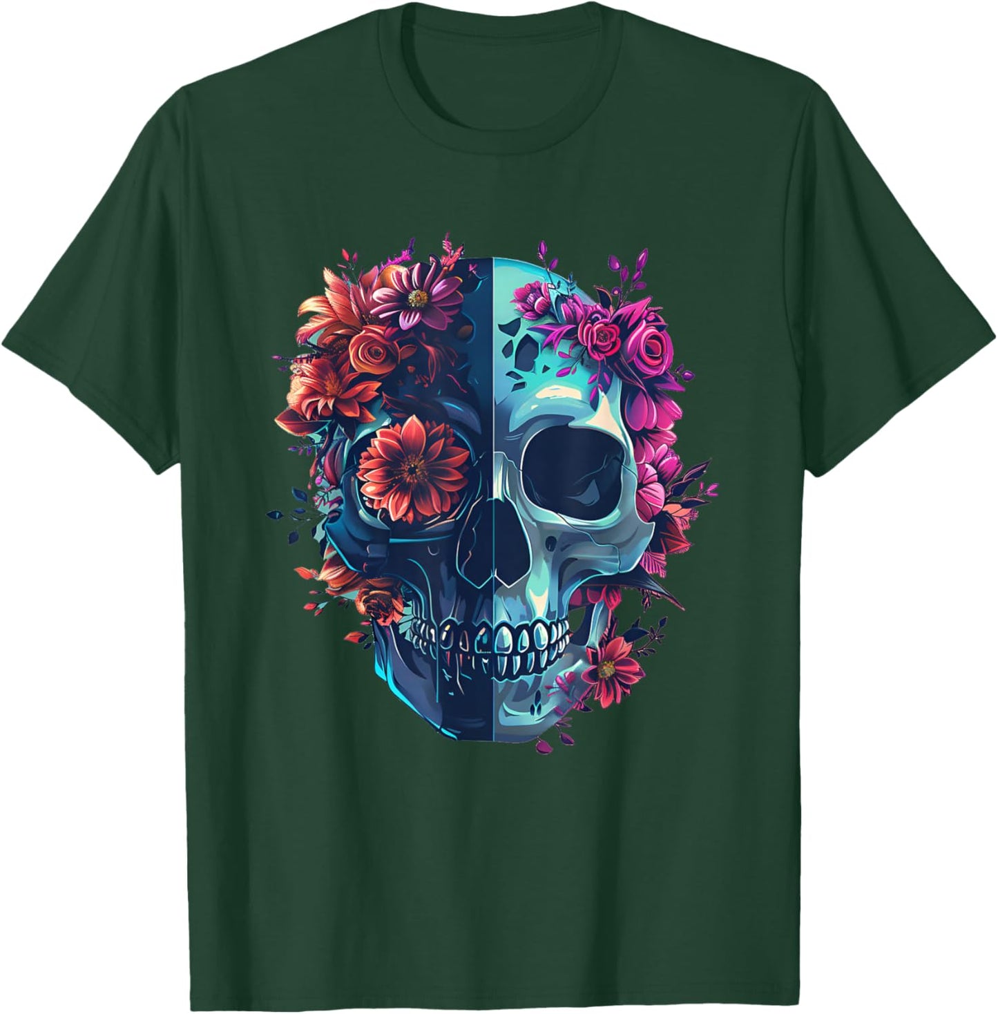 Rock Music Style Florish With Skull T-Shirt - T-Shirt | Forest