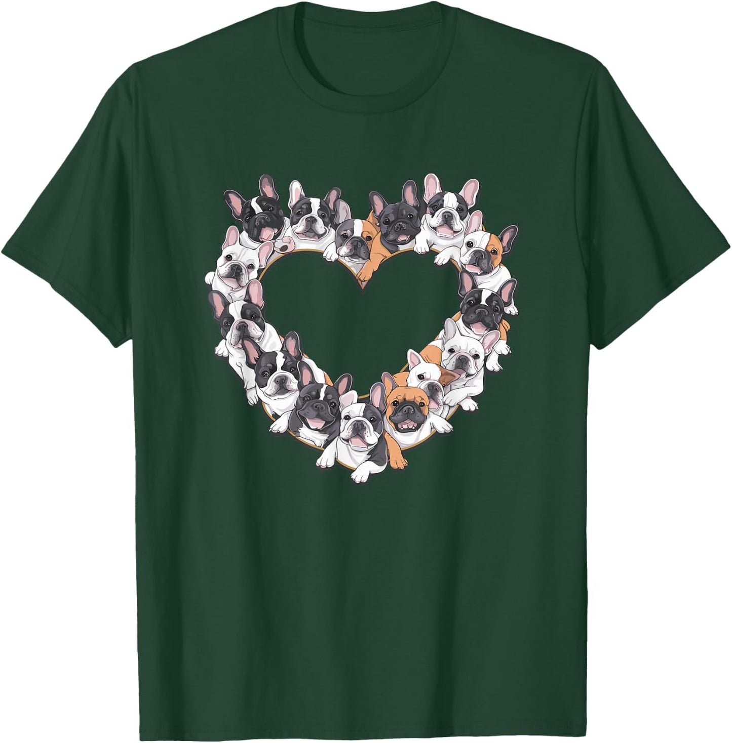 Heart French Bulldog Frenchie Bulldogs T-Shirt - T-Shirt | Forest