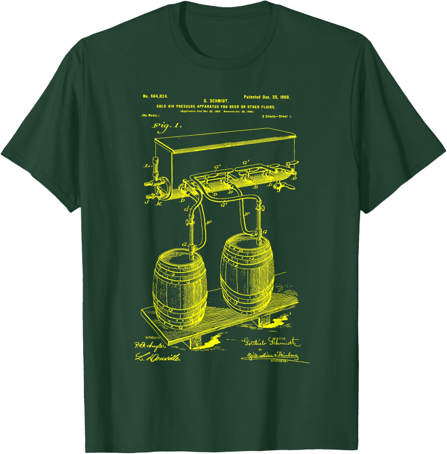 Craft Beer Brewing Classic Vintage Patent Brewery Brewer T-Shirt - T-Shirt | Forest