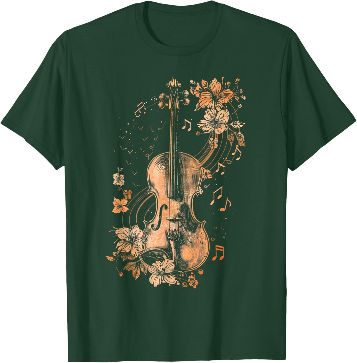 Violin Player Classical Music Notes Orchestra Violinist T-Shirt - T-Shirt | Forest