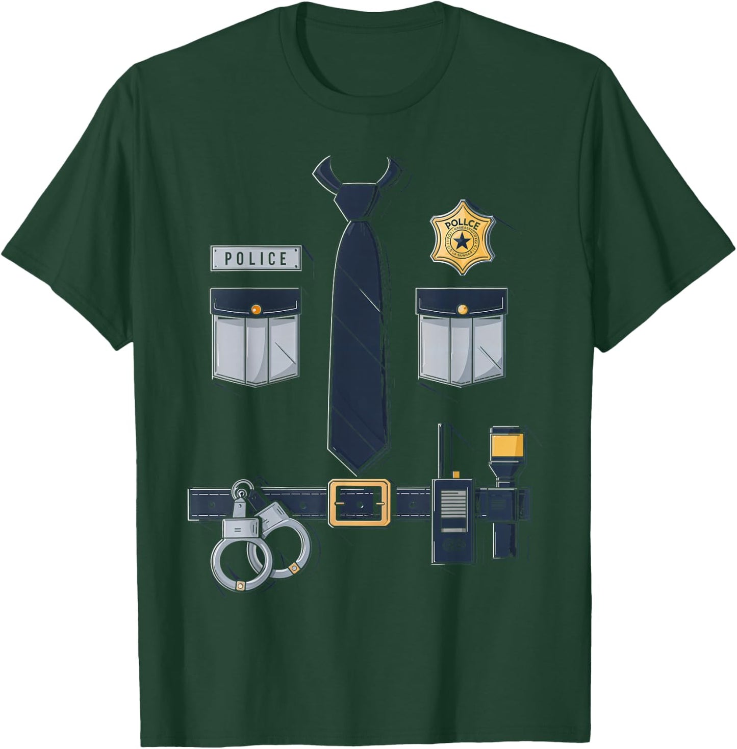 Police Officer Badge Costume Police Gear Cop Costume T-Shirt - T-Shirt | Forest