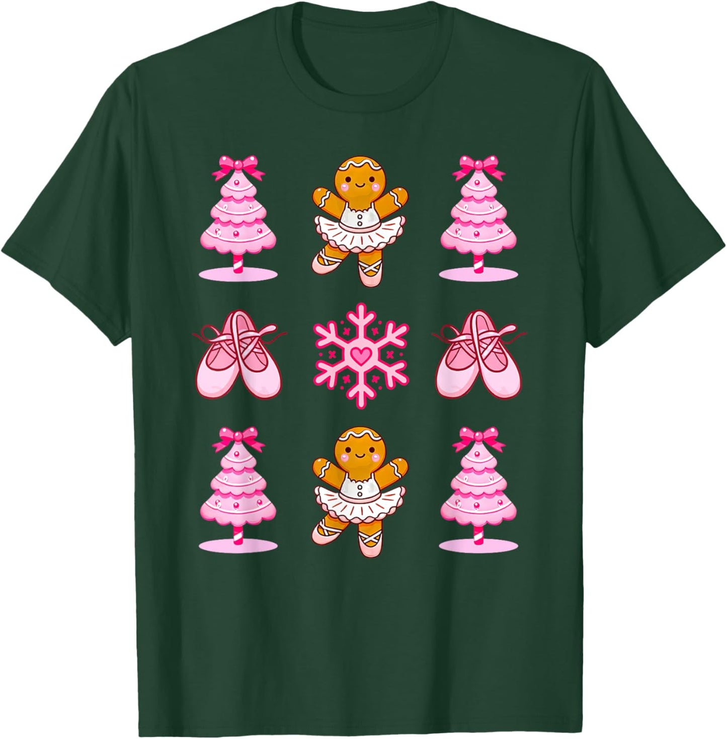 Ballerina Gingerbread Ballet Shoes Dance Teacher Christmas T-Shirt - T-Shirt | Forest