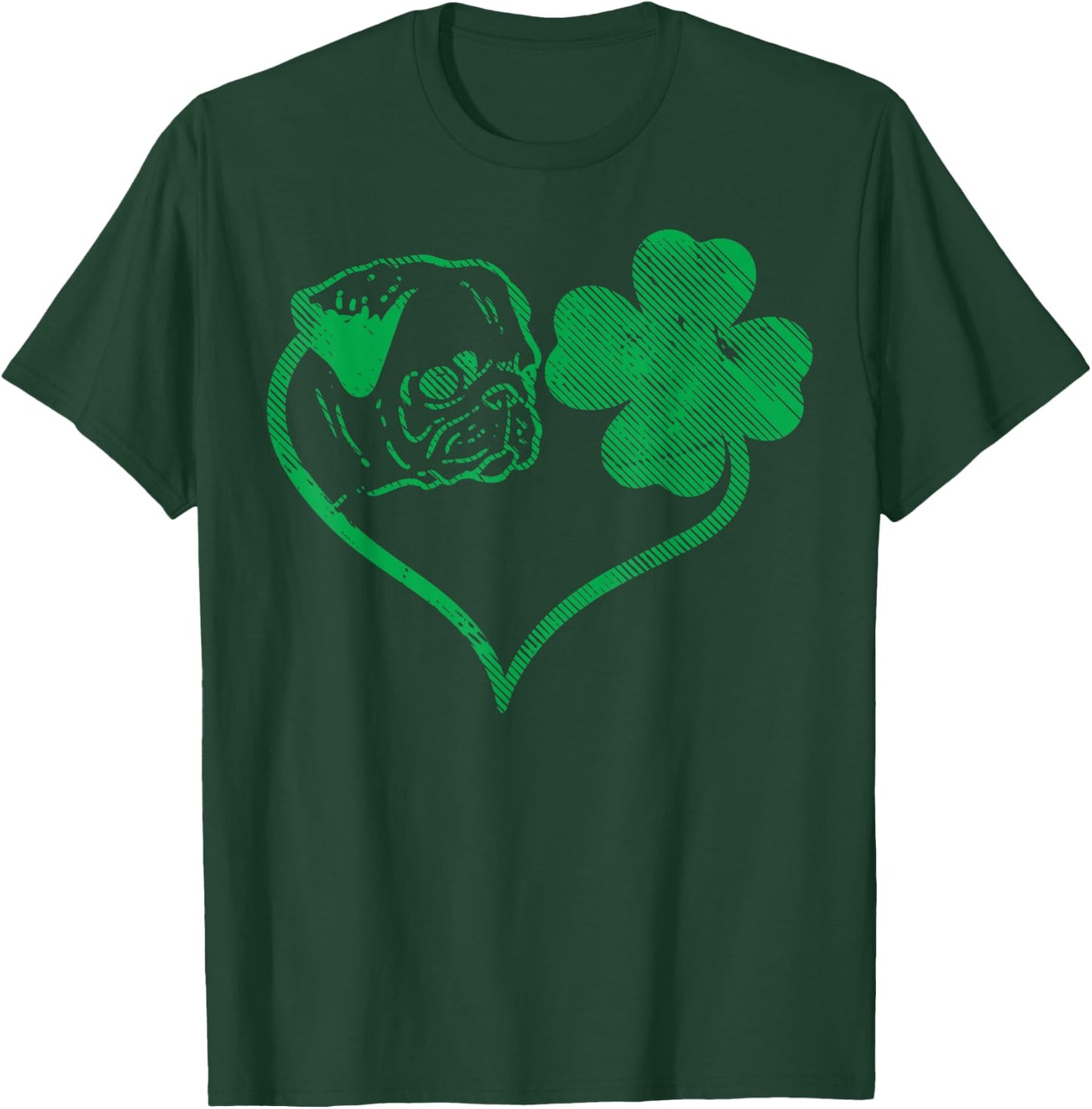 Irish Pug Face Shamrock Clover St Patricks Day Dog Owner T-Shirt - T-Shirt | Forest
