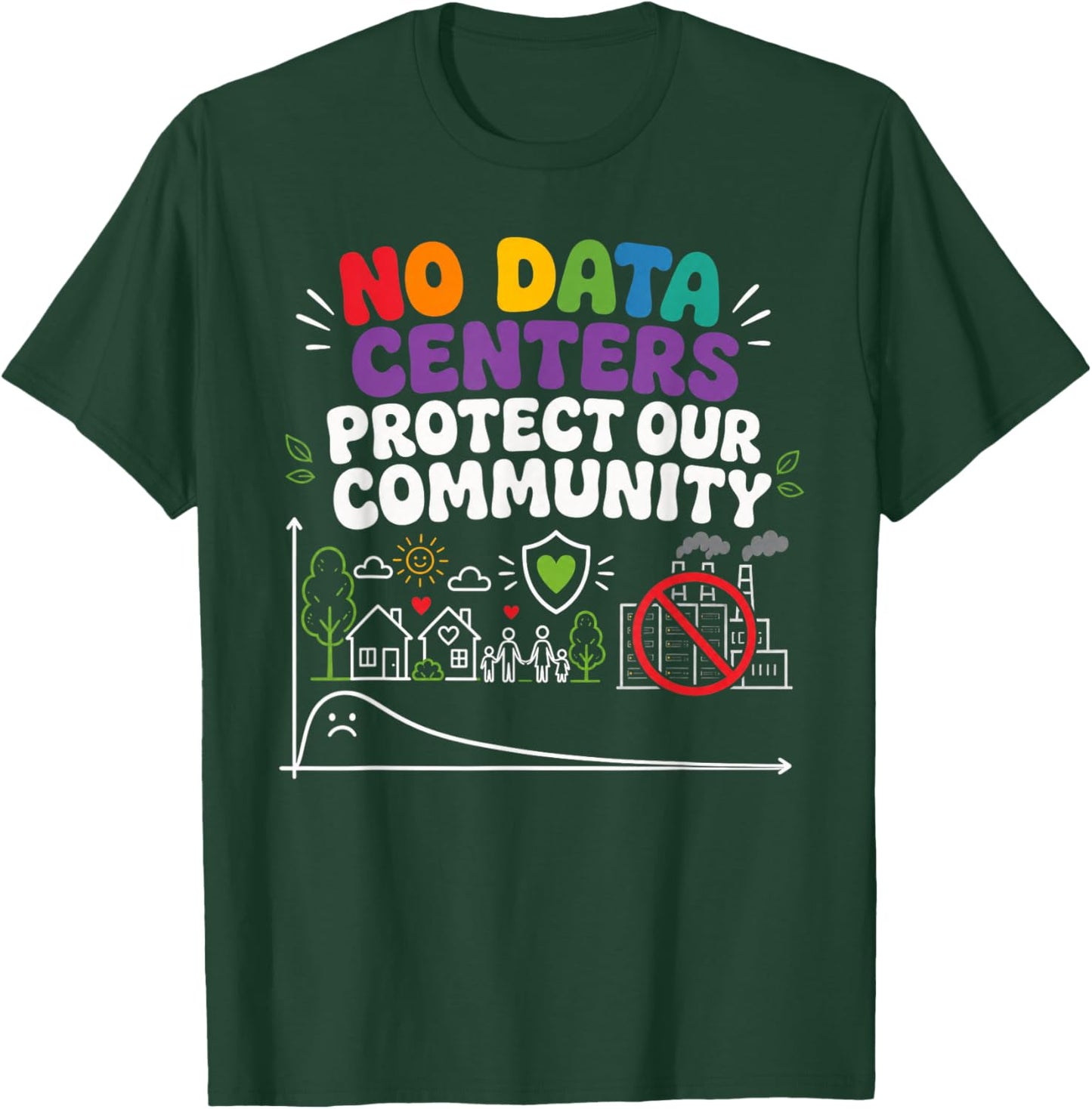 No Data Centers Protect Our Community Retro T-Shirt - T-Shirt | Forest