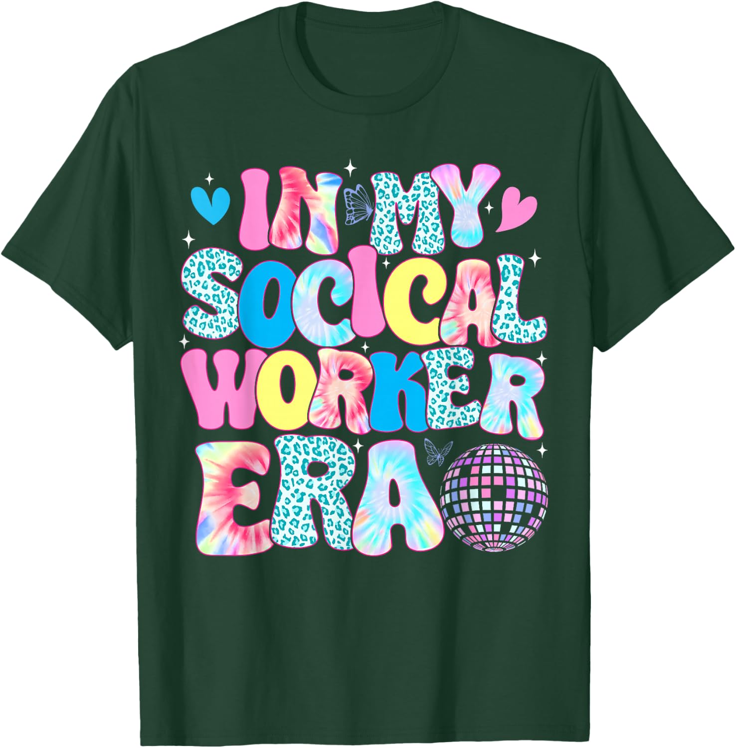 In My Social Worker Era Tie Dye Leopard Social Worker MSW T-Shirt - T-Shirt | Forest