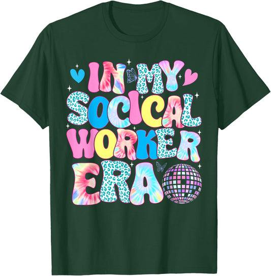 In My Social Worker Era Tie Dye Leopard Social Worker MSW T-Shirt - T-Shirt | Forest