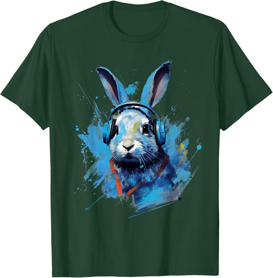 Rave EDM Lionhead Rabbit Headphone T-Shirt - T-Shirt | Forest