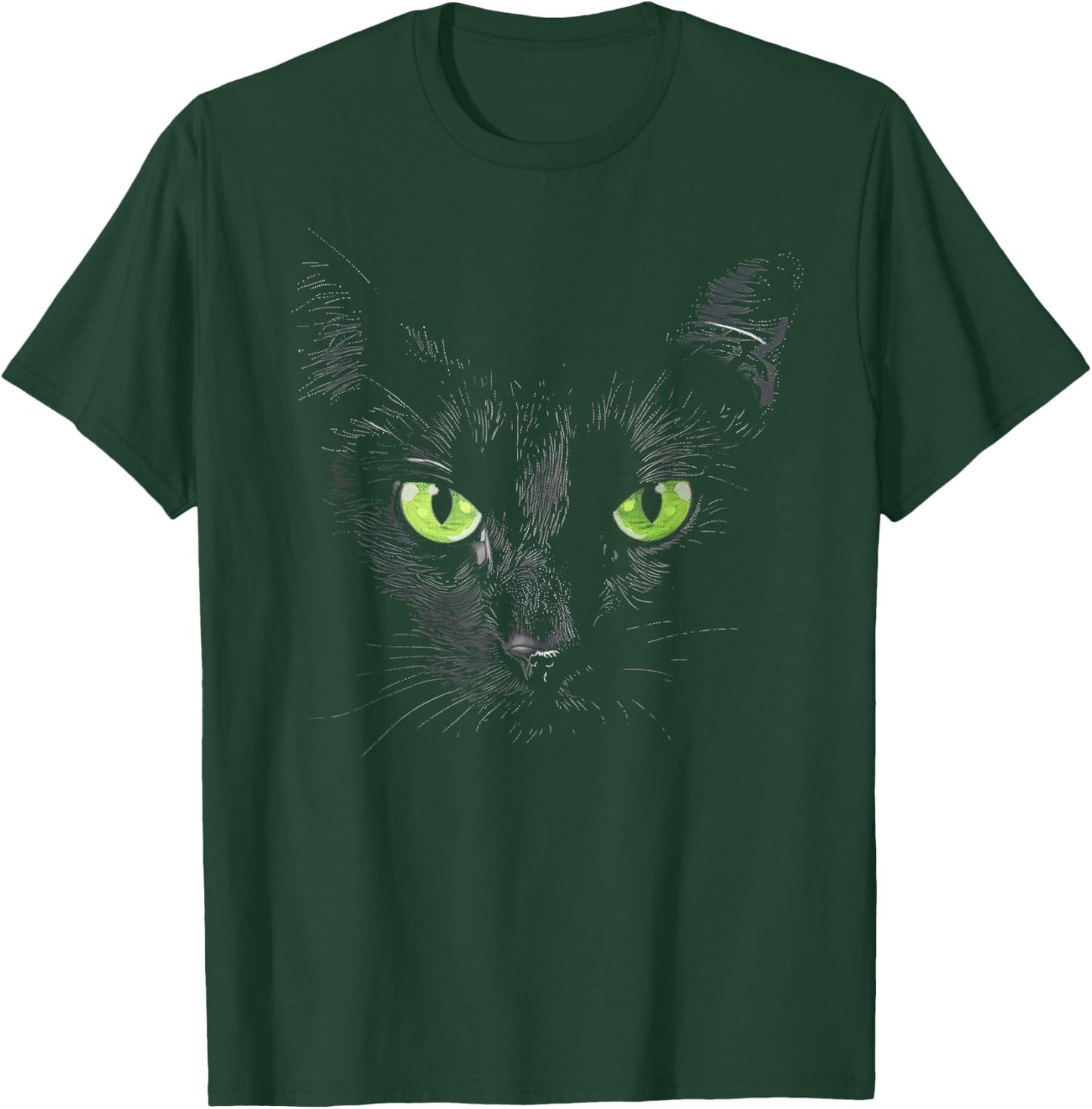 Funny Black Cat Face Green Eyes Kitten Halloween Costume Women Kids T-Shirt - T-Shirt | Forest