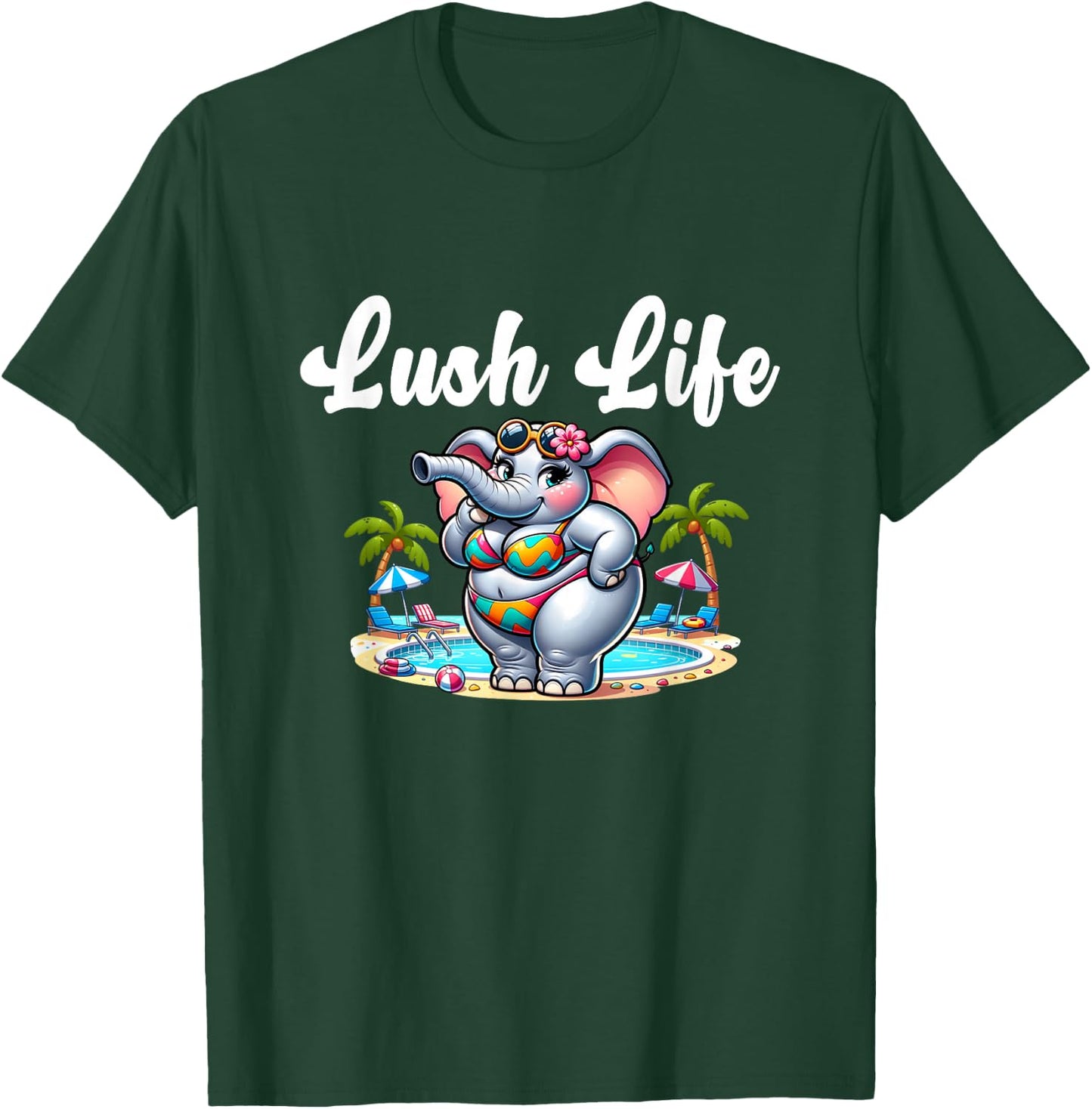 Lush Life - Sexy Elephant Thicc Body Pride Tropical Island T-Shirt - T-Shirt | Forest