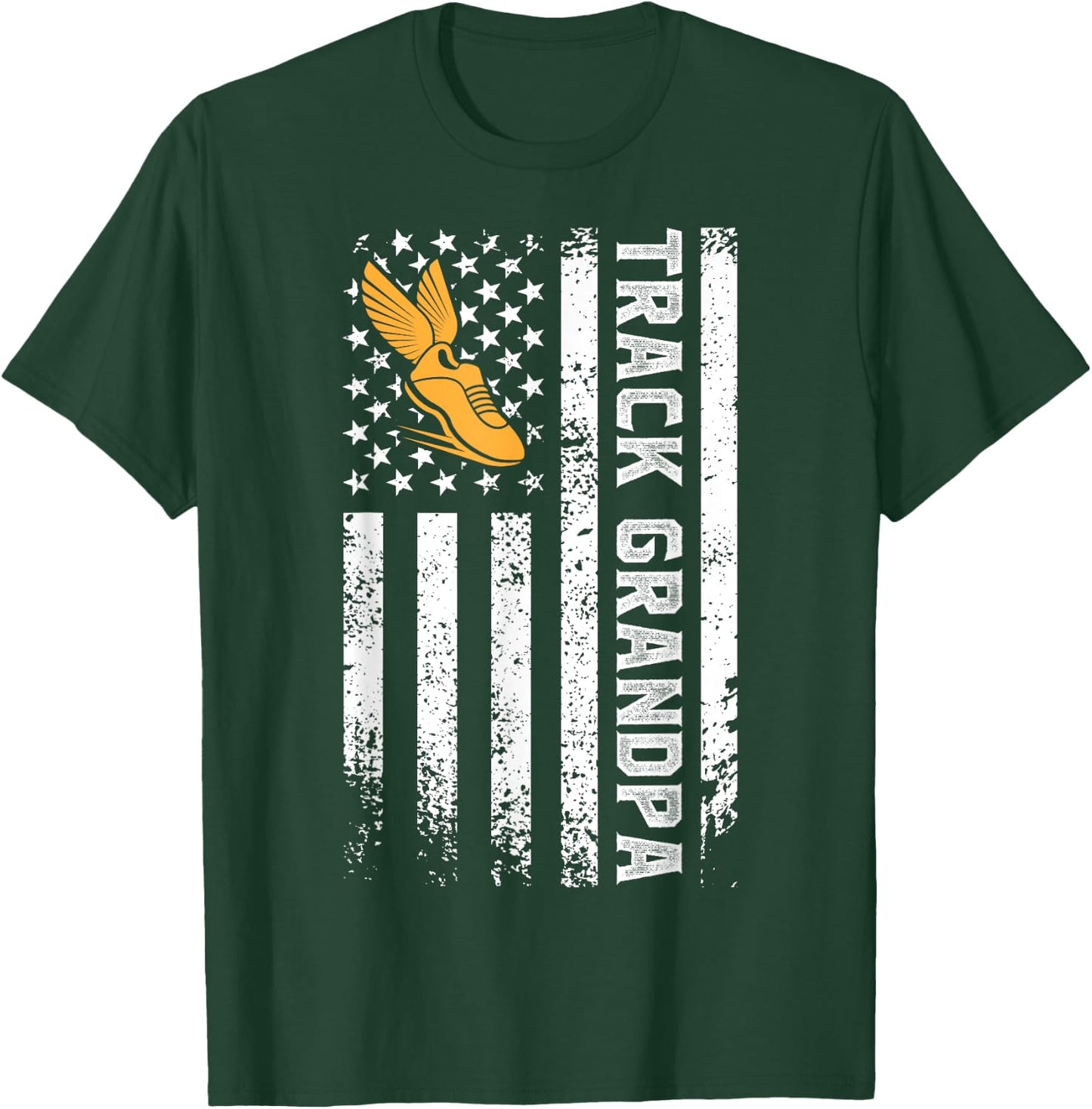 Track Grandpa US Flag Track And Field Grandfather T-Shirt - T-Shirt | Forest