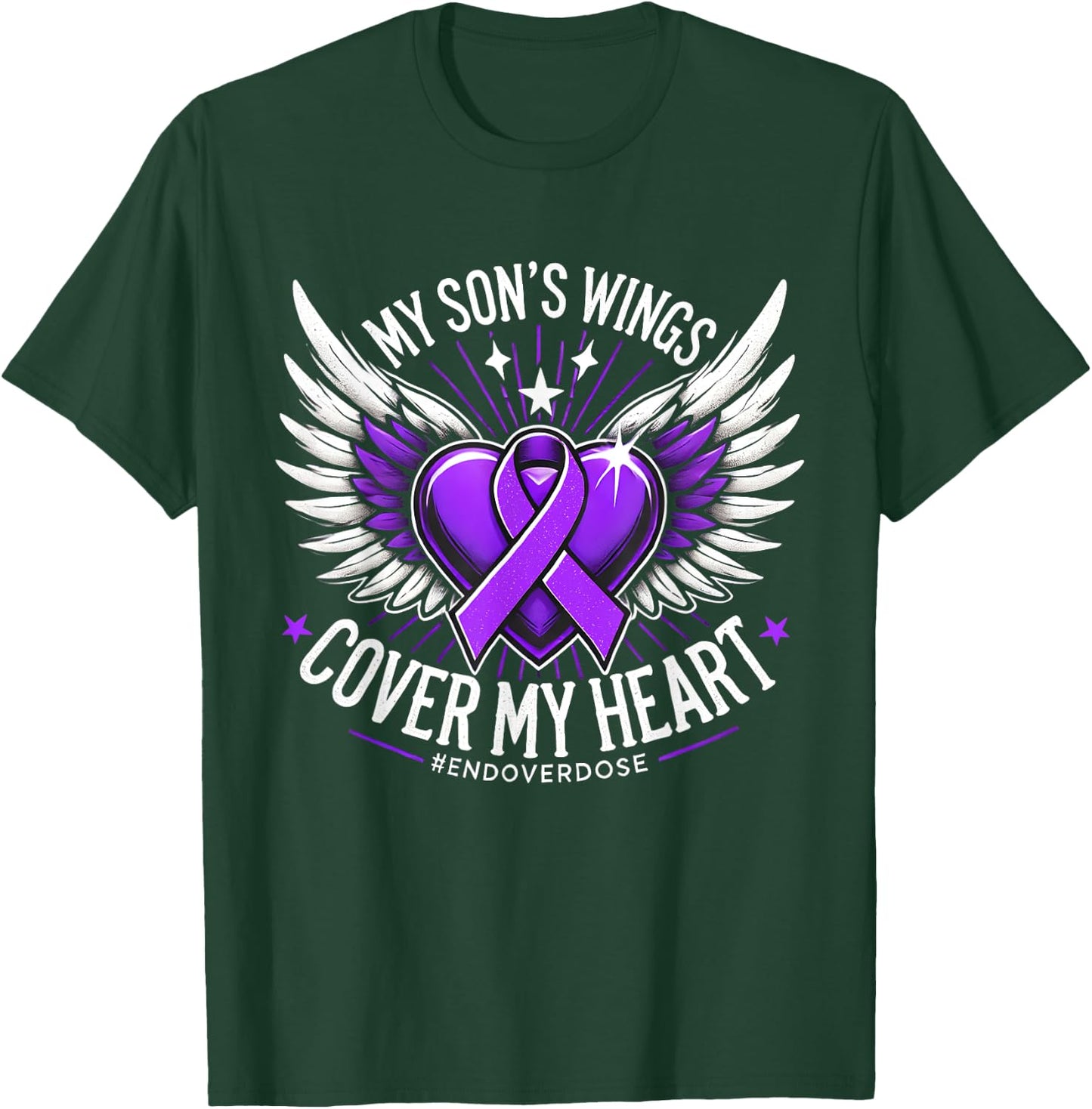 Overdose Awareness Month For Son Purple Ribbon T-Shirt - T-Shirt | Forest
