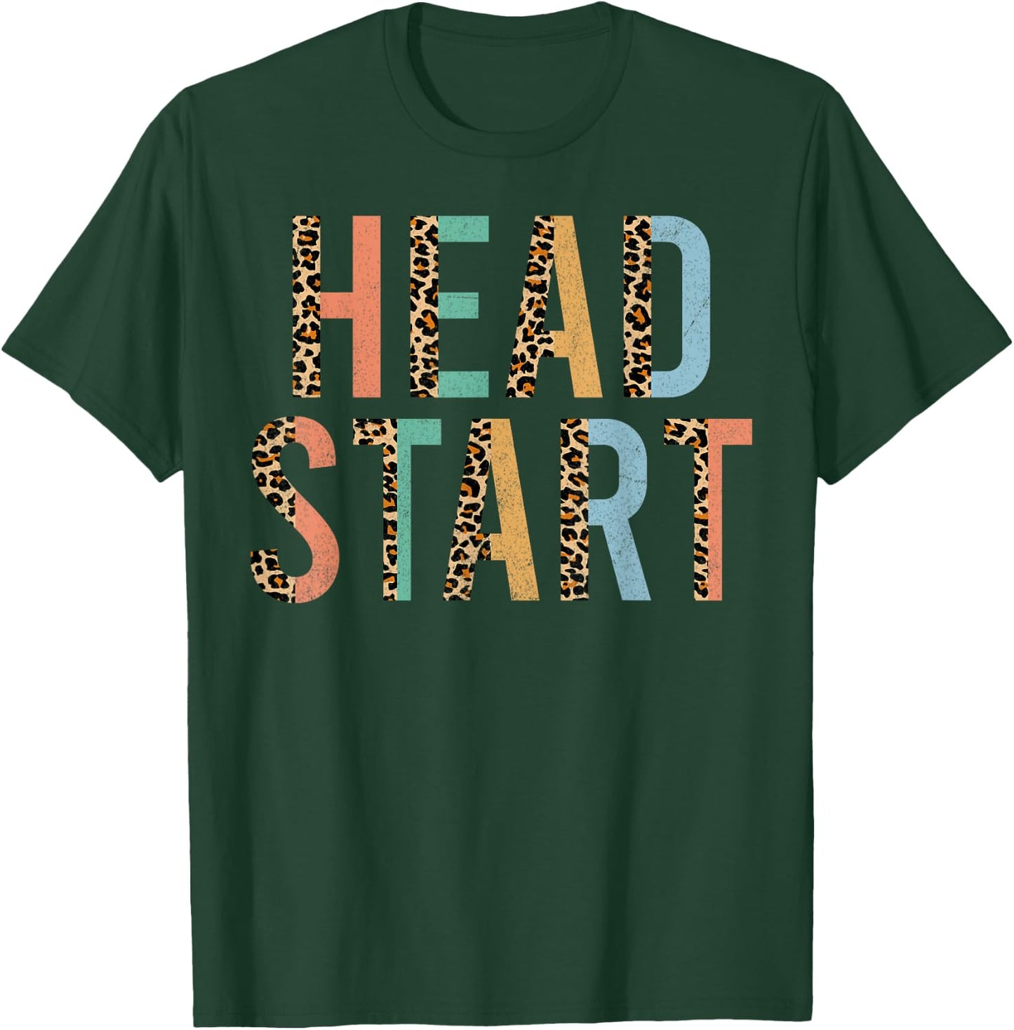 Head Start Teacher Leopard Alphabet Head Start Crew T-Shirt - T-Shirt | Forest