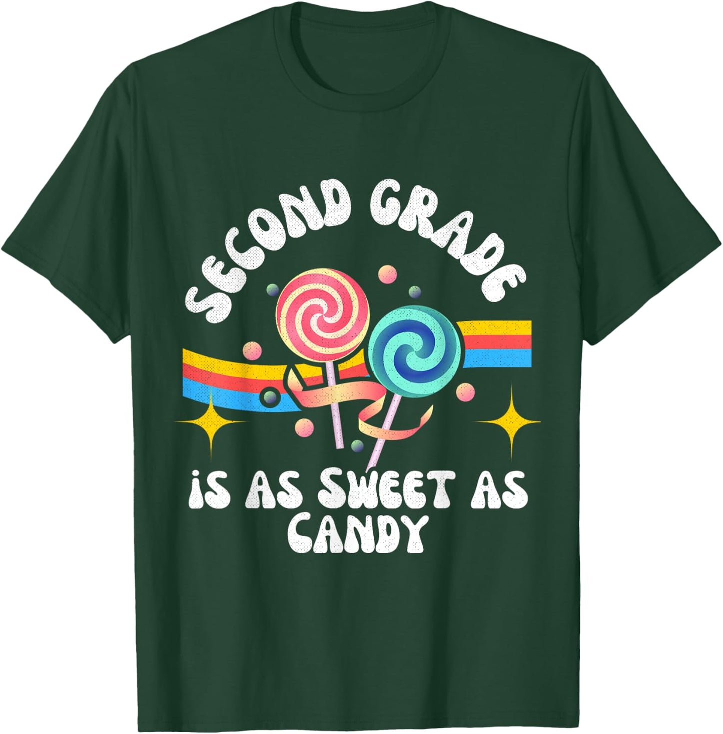 Second Grade Sweet as Candy Groovy Back-to-School Lollipops T-Shirt - T-Shirt | Forest