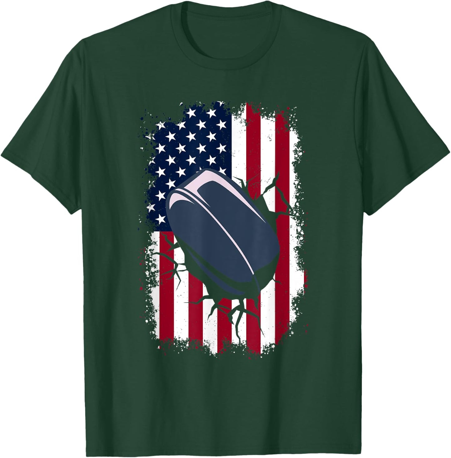 USA American Ice Hockey Player Coach & Fan - Ice Hockey T-Shirt - T-Shirt | Forest