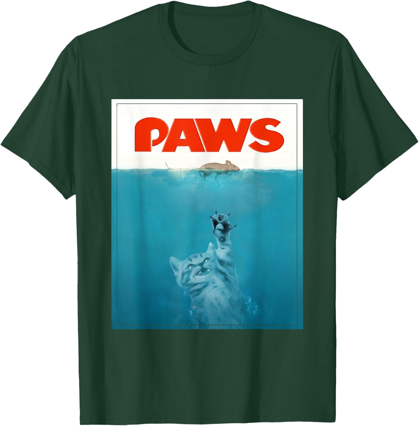 Paws cat funny , Kitten movie poster parody Men Women T-Shirt - T-Shirt | Forest