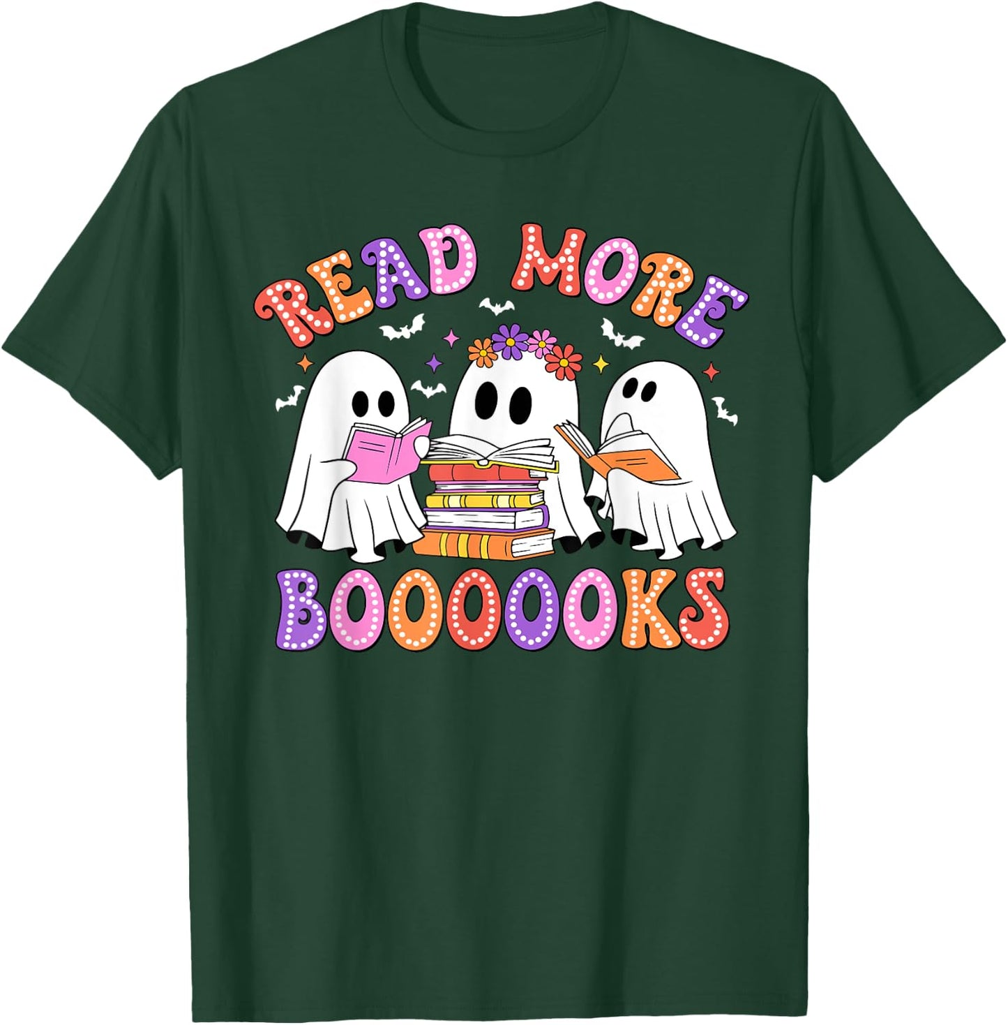 Trick Or Teach Read More Boooooks Teacher Ghost Halloween T-Shirt - T-Shirt | Forest