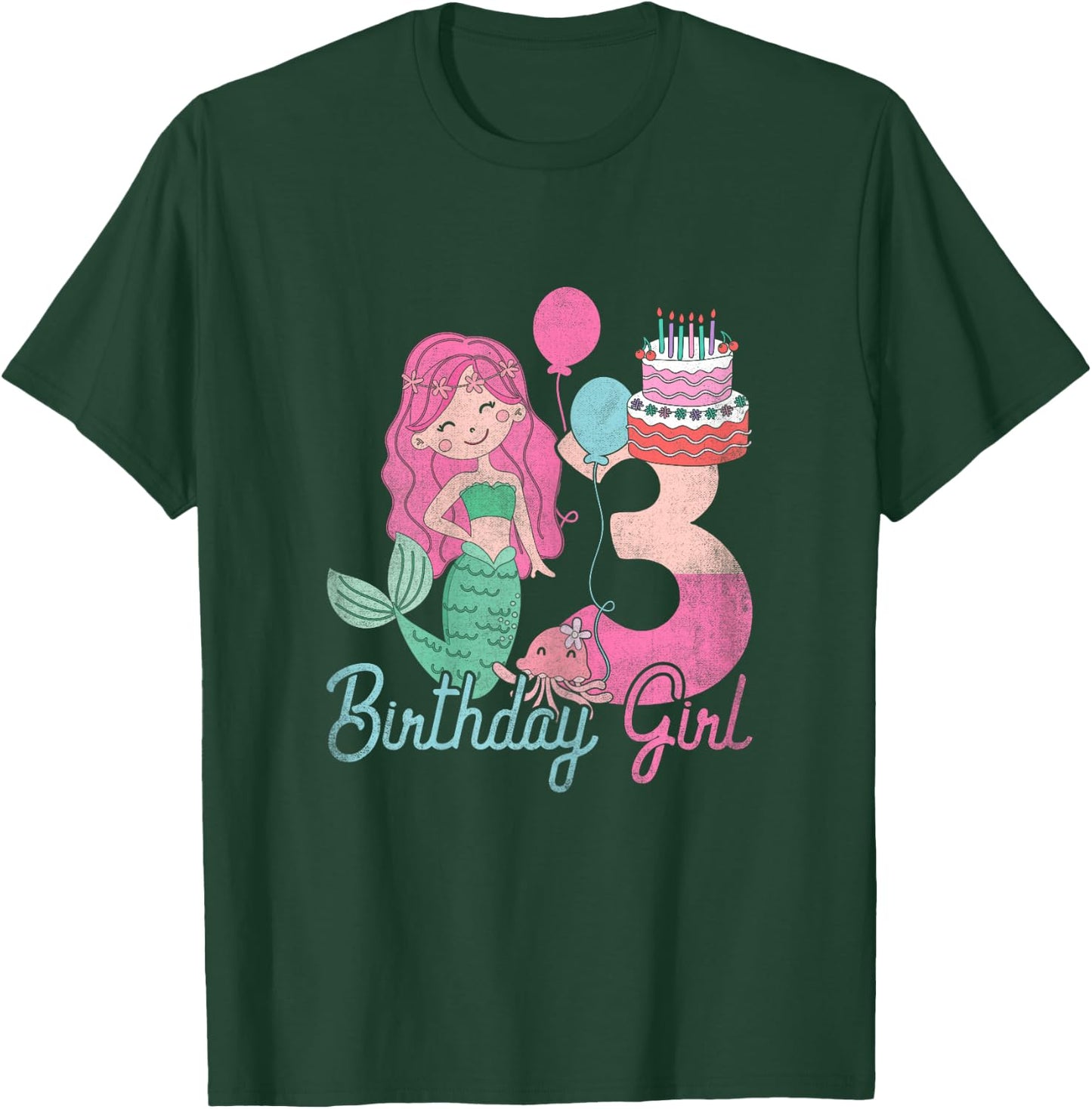 3 Years Old Birthday Girl Gifts Mermaid 3rd Birthday T-Shirt - T-Shirt | Forest