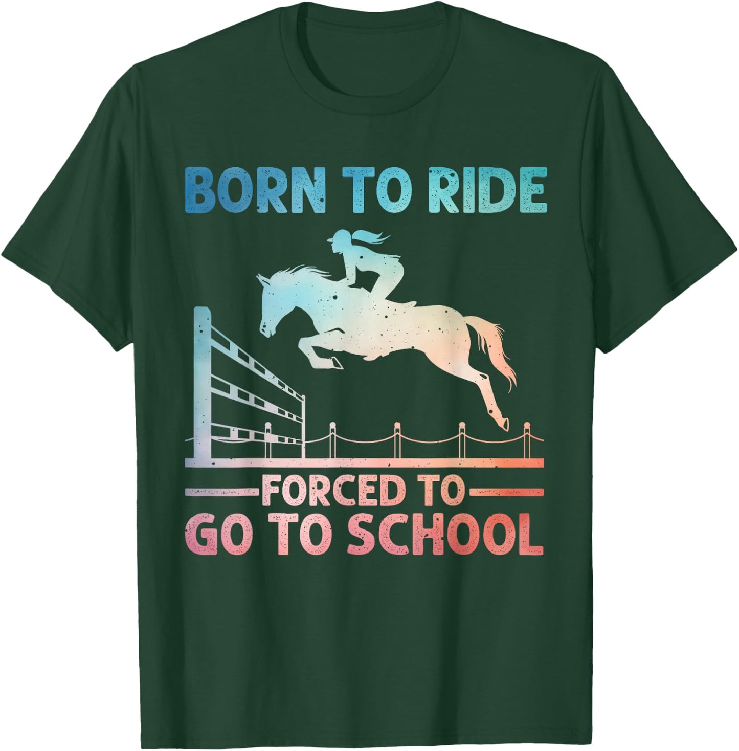 Horse Racing Art For Kids Boys Girls Horse Lover Equestrian T-Shirt - T-Shirt | Forest