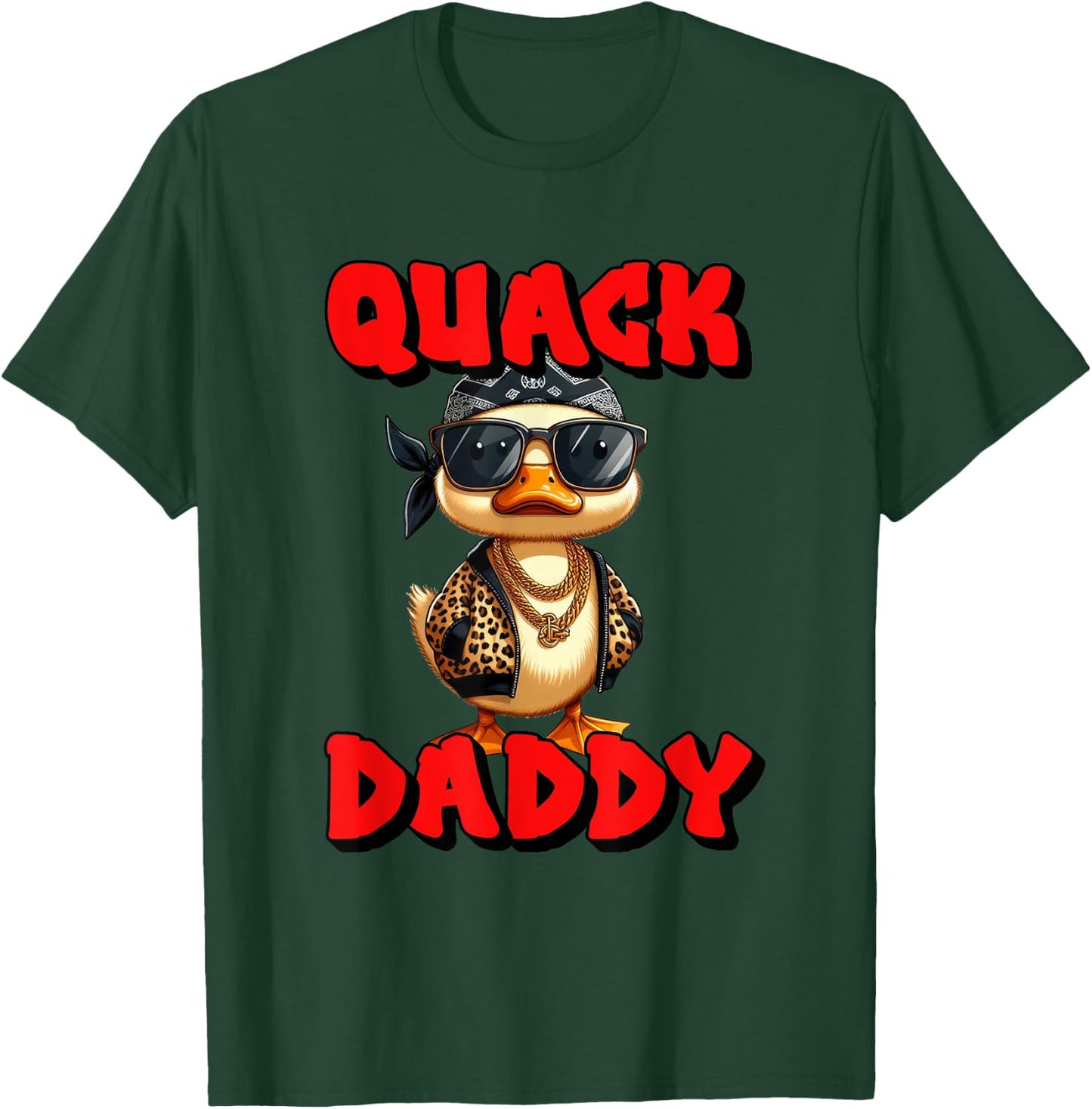 Quack Daddy Duck Cool Rap Hip Hop Duck Glasses Chains T-Shirt - T-Shirt | Forest