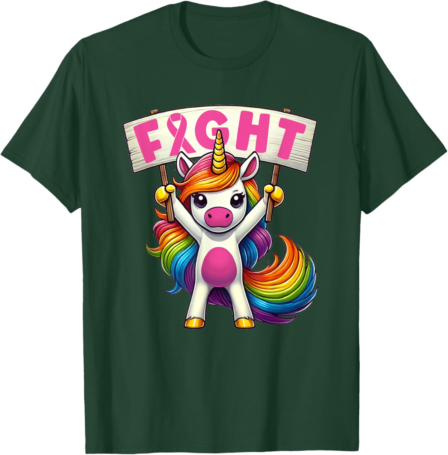 Fight Breast Cancer Awareness Girls Women Kids Youth T-Shirt - T-Shirt | Forest