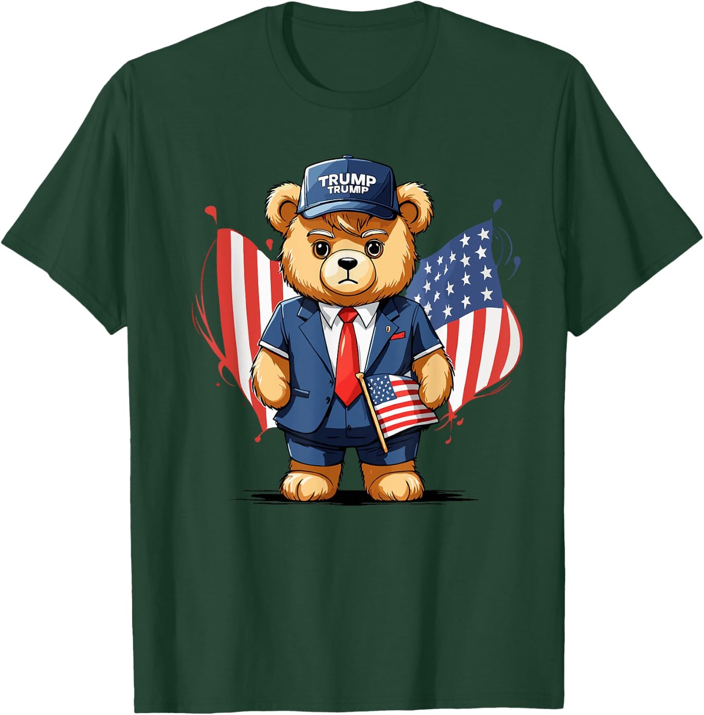 Trump Teddy Bear USA Flag Patriot Men T-Shirt - T-Shirt | Forest