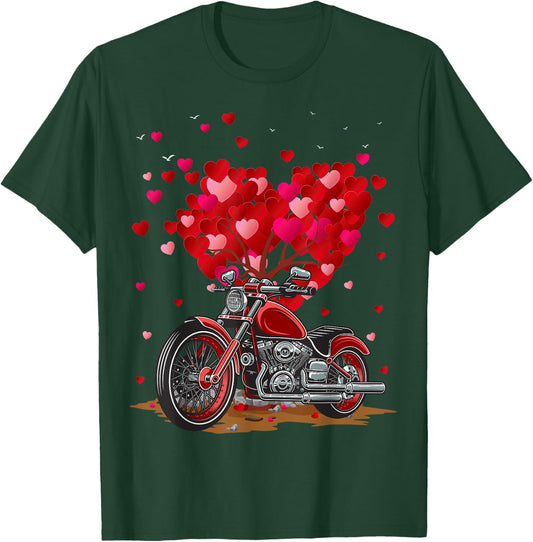 Funny Motorcycle Lover Heart Shape Motorcycle Valentines Day T-Shirt - T-Shirt | Forest