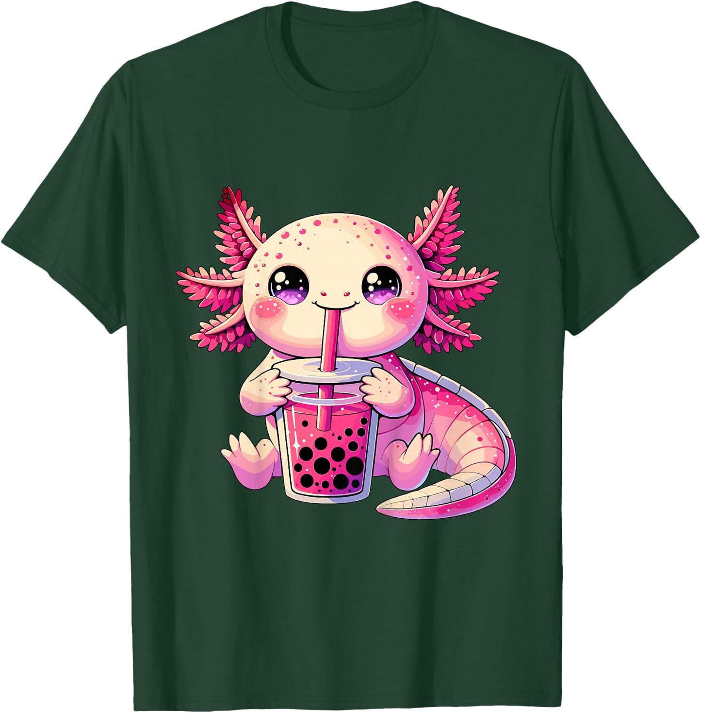 Axolotl Bubble Boba Tea Cute Kawaii Axolotl T-Shirt - T-Shirt | Forest
