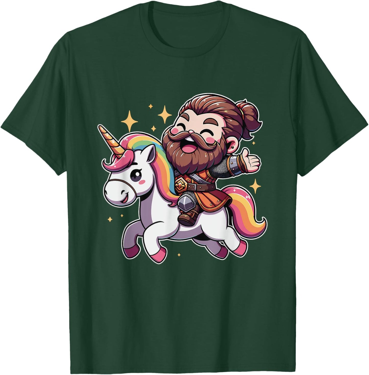 Epic Viking Riding A Unicorn T-Shirt - T-Shirt | Forest