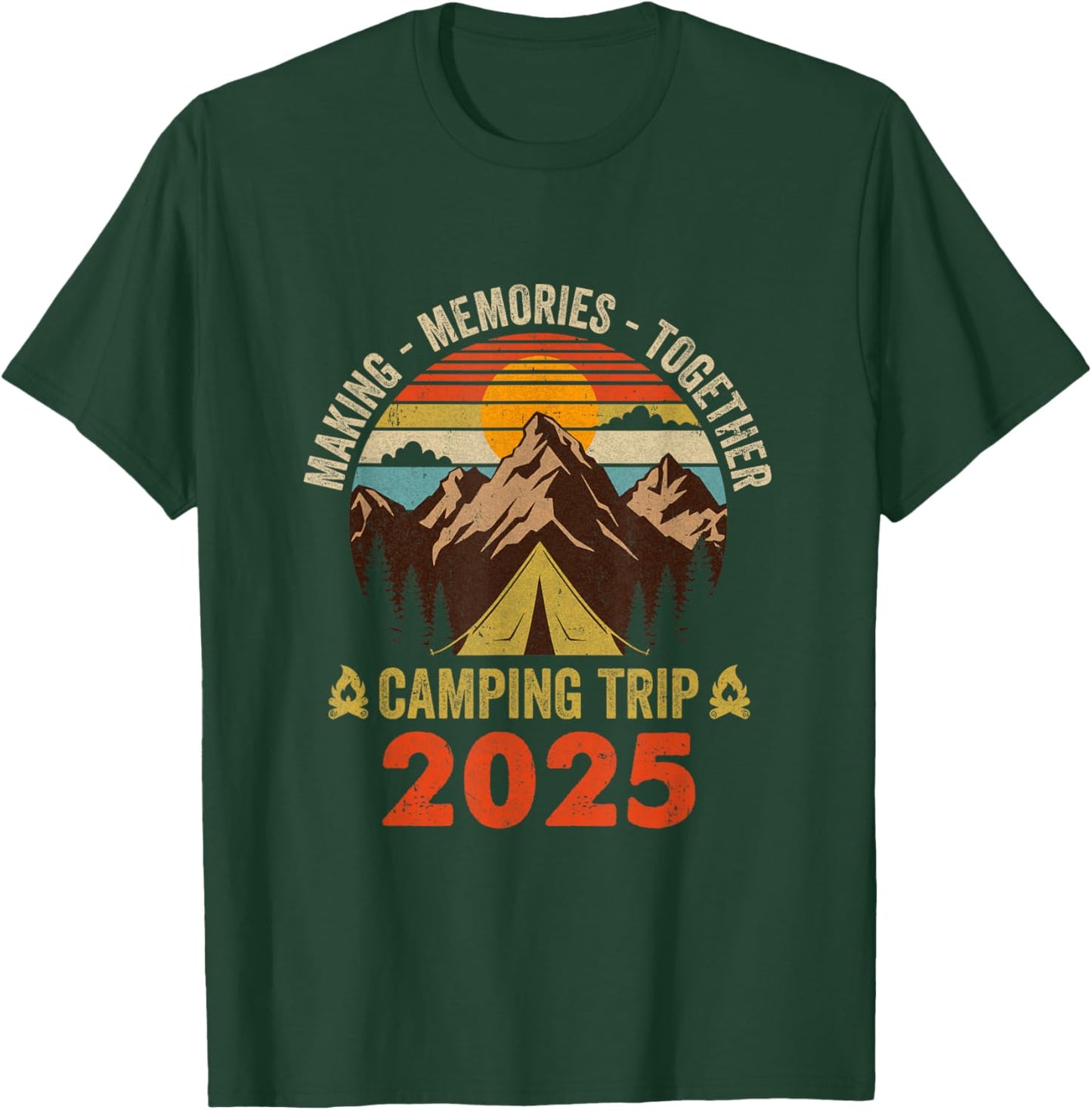 Vintage Camper Camp Family Camping Trip 2025 Matching Group T-Shirt - T-Shirt | Forest