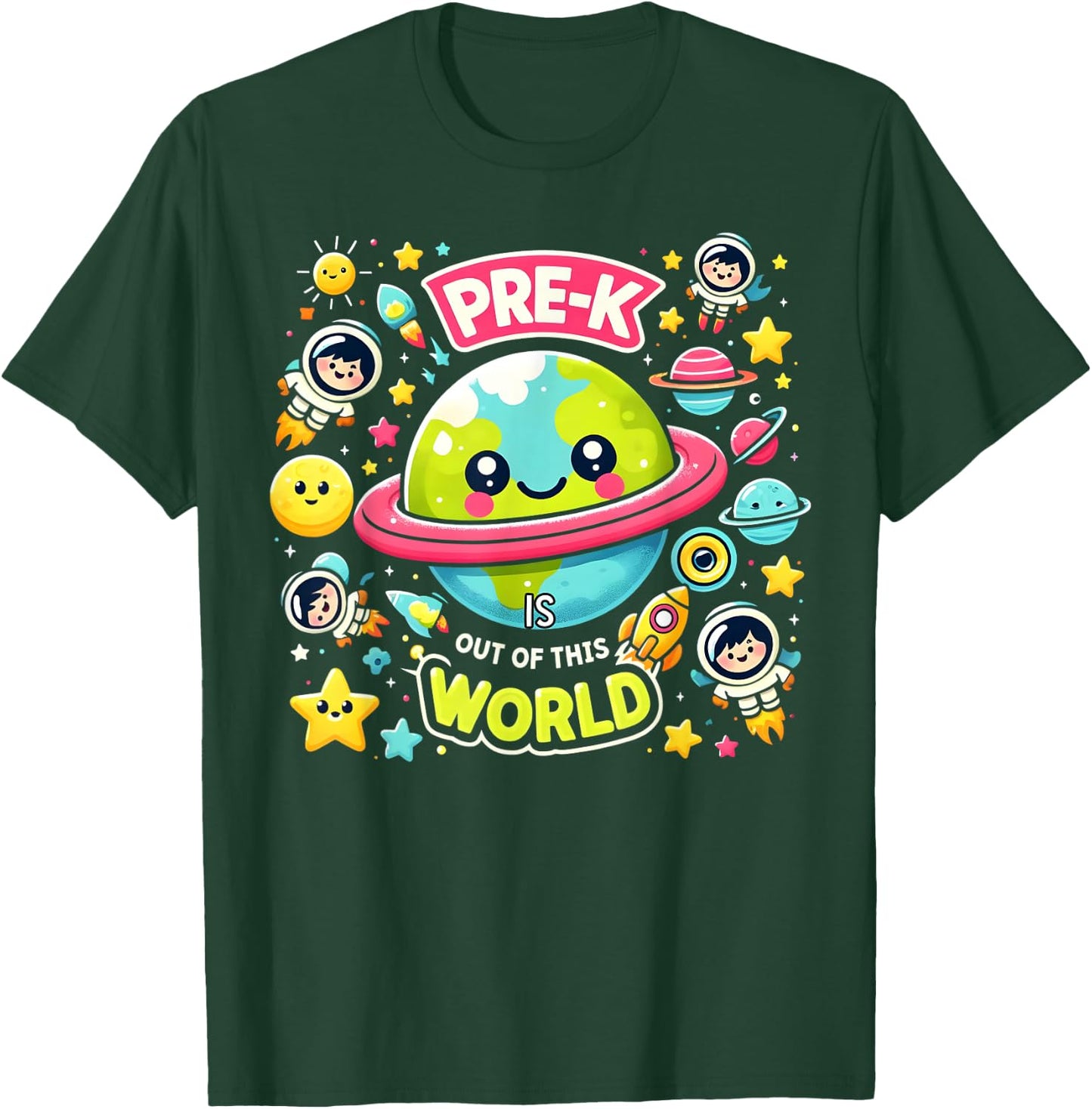 Pre-K Is out Of This World Space Planets Teacher T-Shirt - T-Shirt | Forest