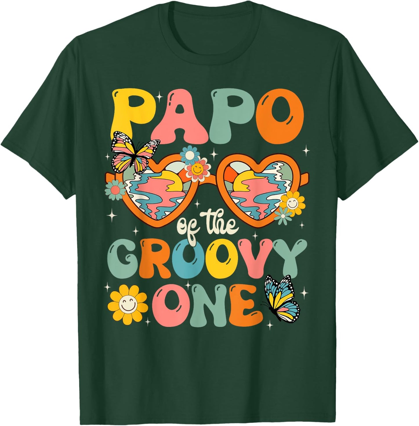 Papo of the Groovy One Glasses Birthday Party T-Shirt - T-Shirt | Forest