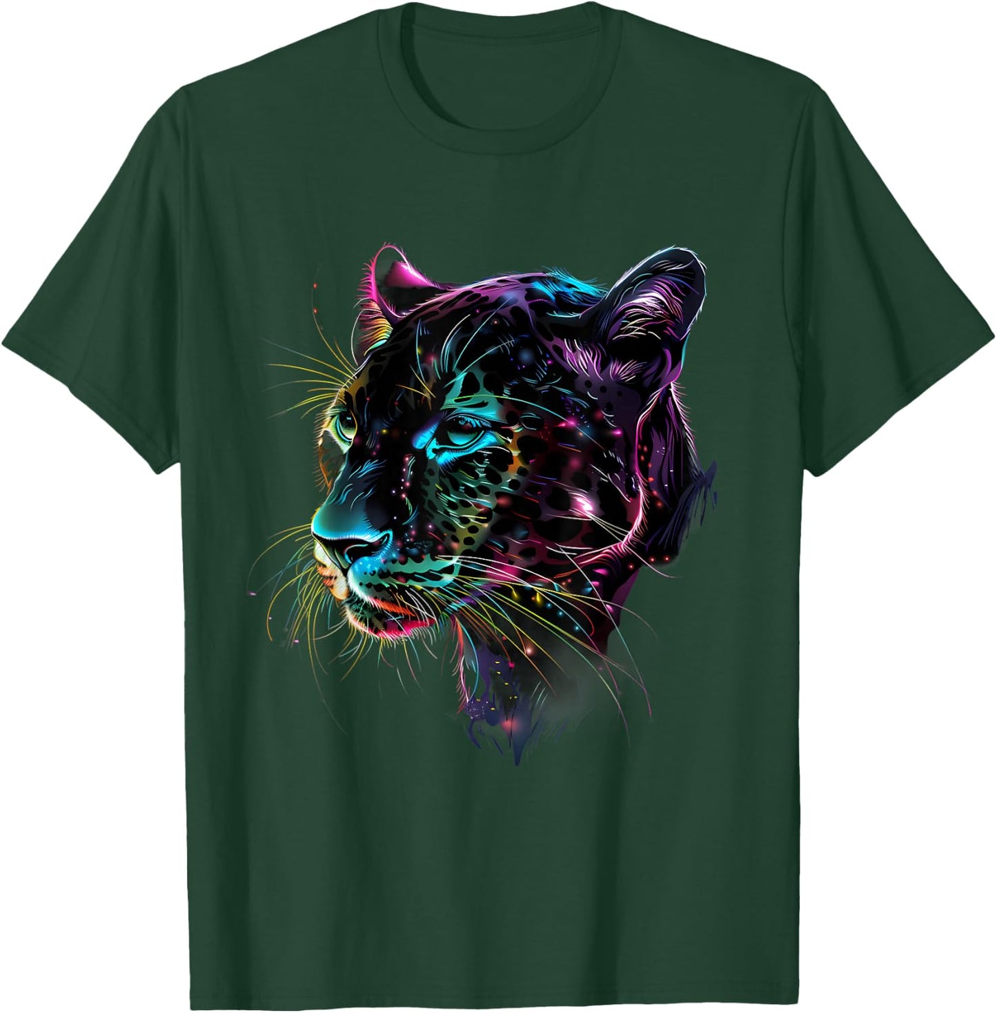 Panther Animal Graphic Portrait Artwork Black Panther Lover T-Shirt - T-Shirt | Forest
