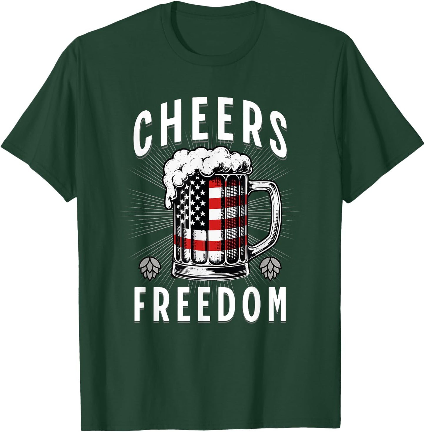 4th of July Beer Drinking American Flag Pride Merica USA Men T-Shirt - T-Shirt | Forest
