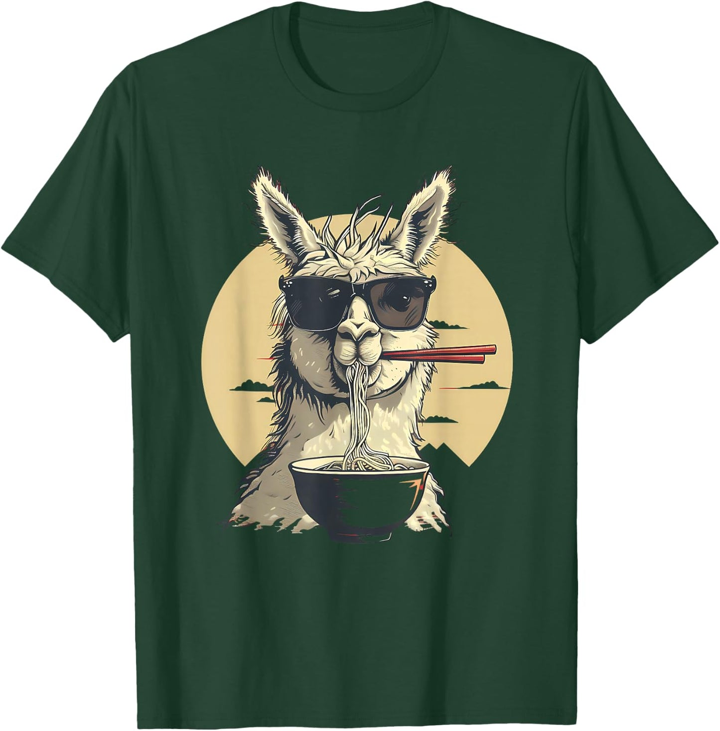 Llama Ramen Sunglasses Llama Ramen Bowl Ramen Noodles T-Shirt - T-Shirt | Forest