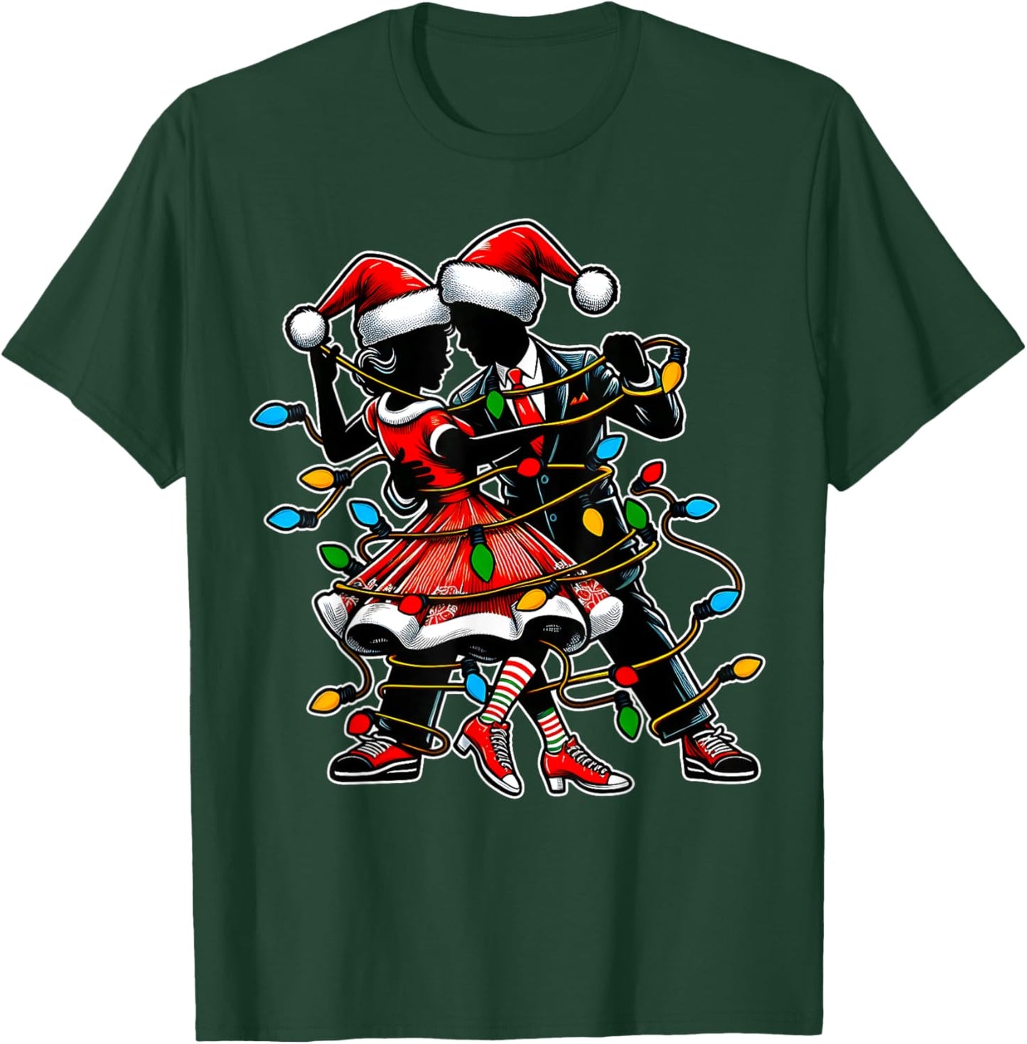 Sock Hop Dance 50s Christmas Hat Xmas T-Shirt - T-Shirt | Forest