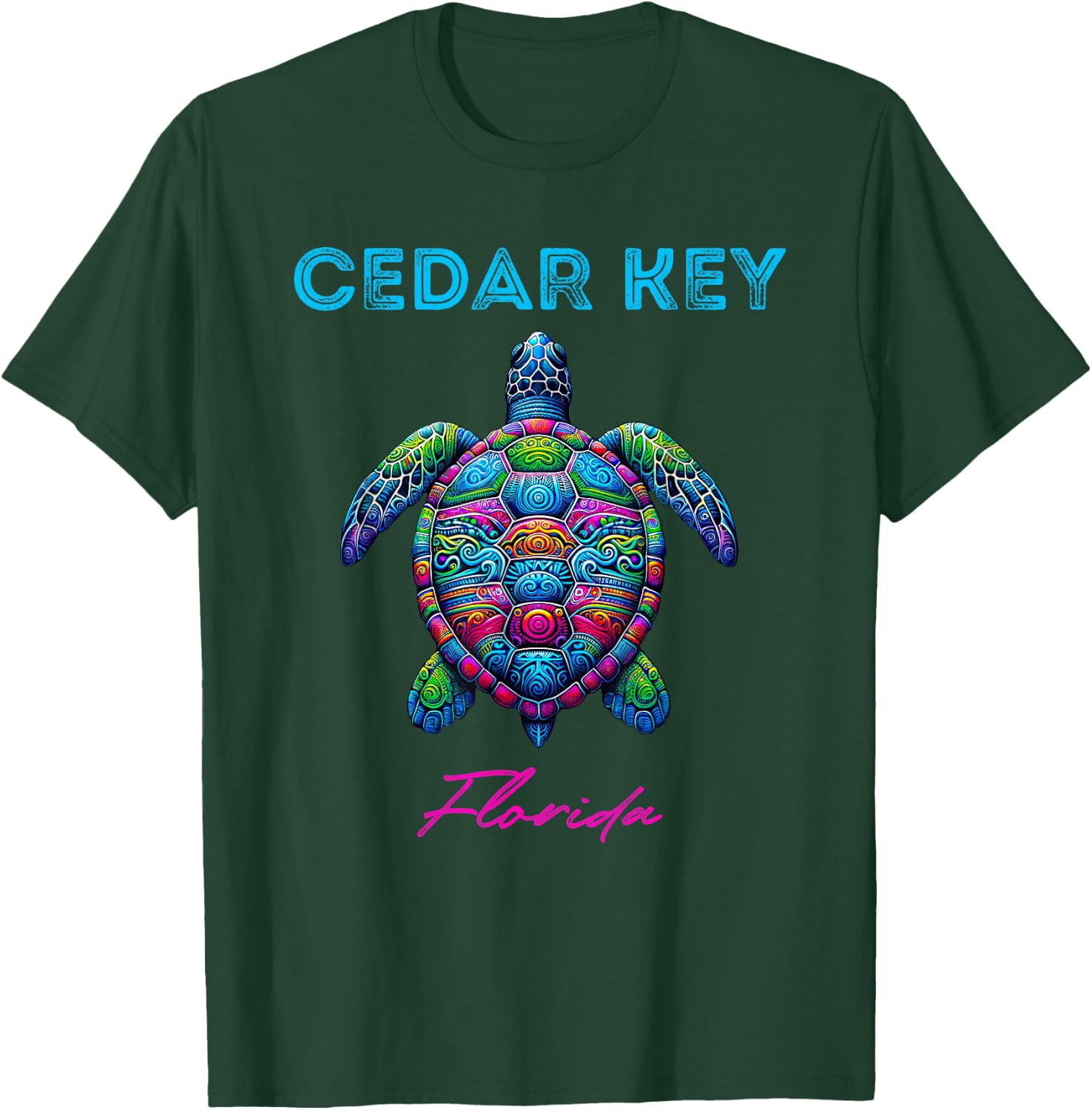 Cedar Key Florida Tribal Beach Sea Turtle T-Shirt - T-Shirt | Forest